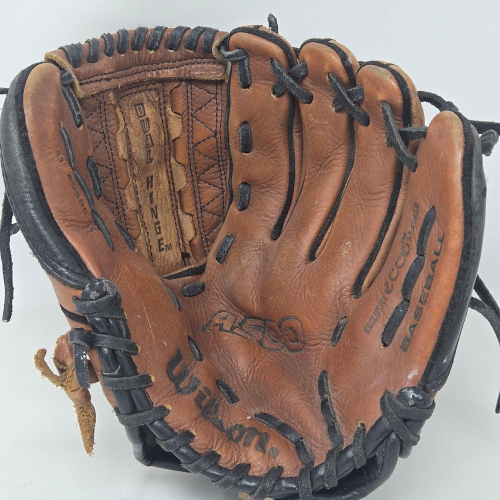Wilson A500 Baseball Glove 11 Inch ECCO Leather Dual Hinge Brown Black RHT
